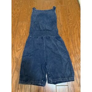 Free People Movement Hot Shot Reversible Onesie Blue Acid Wash Romper Small